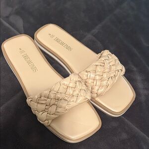 Dream Pairs Women's Woven Beige Sandals